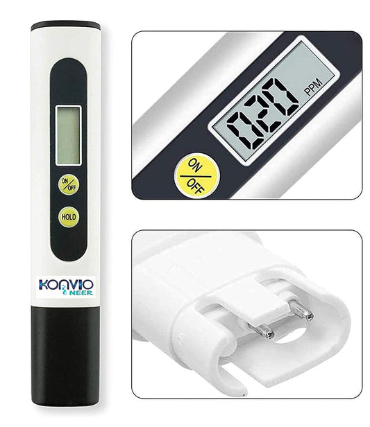 Konvio Neer Imported Tds Meter, Total Dissolved Solids Meter, Water Quality Tester, Ppm Tester For Water Testing - White