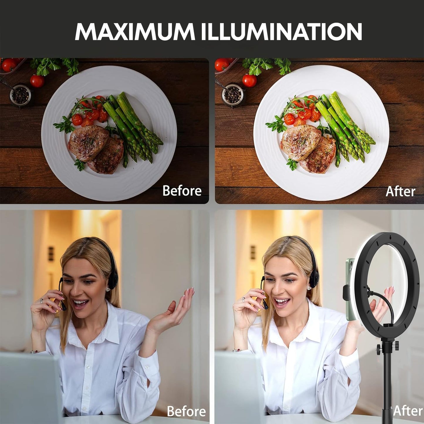 Big LED Ring Light for Camera Phone- YouTube Video Shooting and Makeup Light with 7 Feet Foldable Tripod Stand