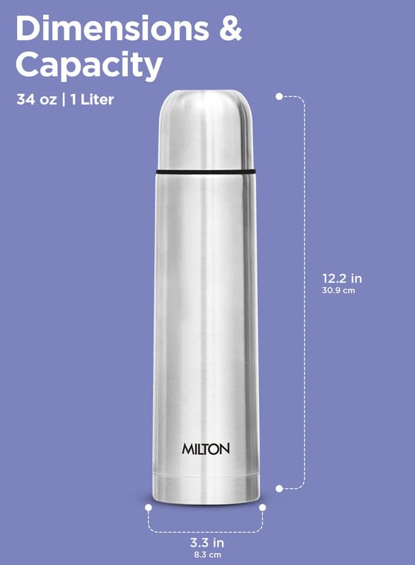 Milton Flip LidThermosteel Water Bottle - 24 Hr Hot and Cold - Leak Proof