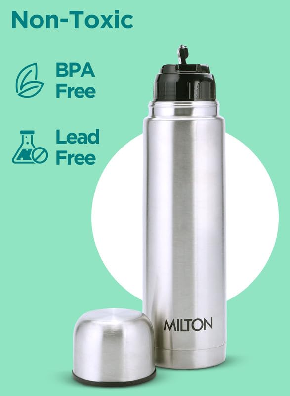 Milton Flip LidThermosteel Water Bottle - 24 Hr Hot and Cold - Leak Proof