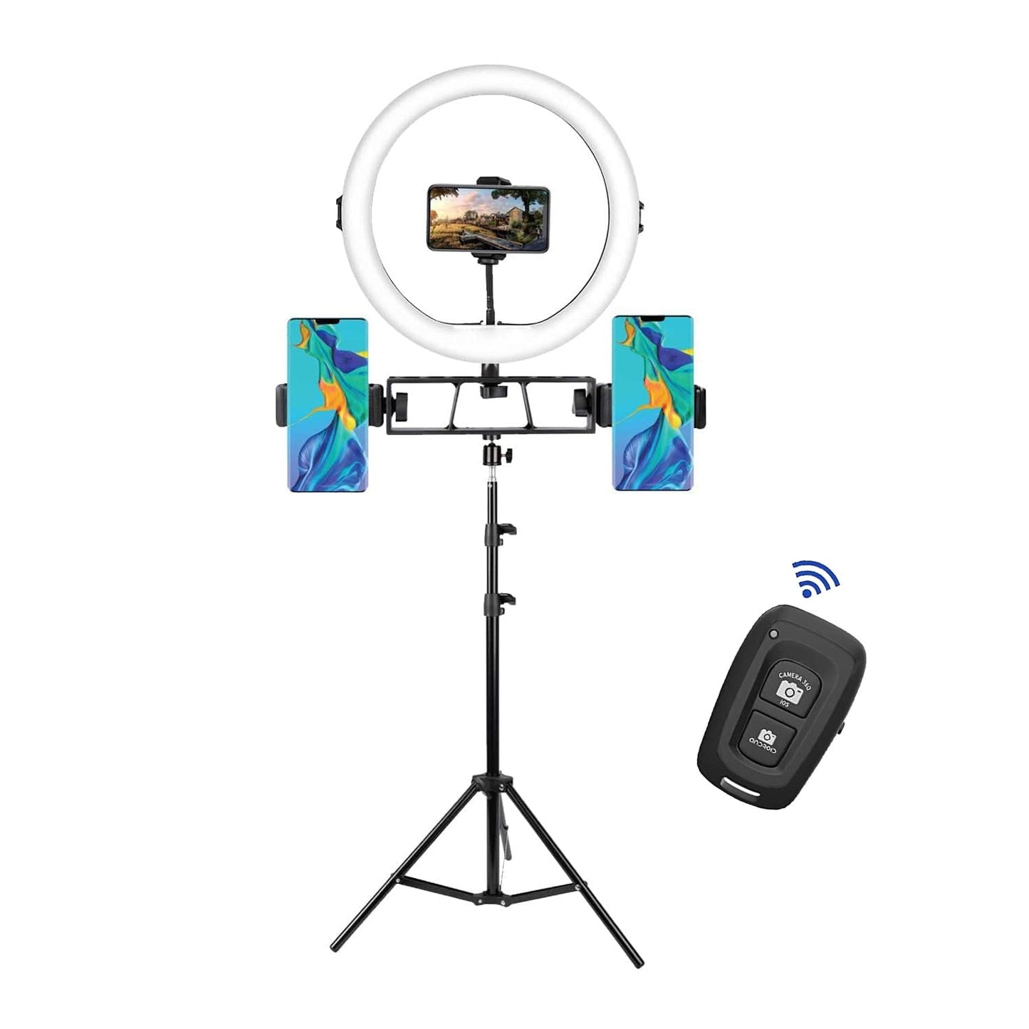 Big LED Ring Light for Camera Phone- YouTube Video Shooting and Makeup Light with 7 Feet Foldable Tripod Stand