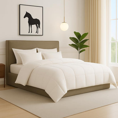 Comforter for Double Bed – All Season/AC/Summer Solid Double Bed Comforter Quilt Blanket | Dohar | Duvet | Ultra Soft & Lightweight – 300 GSM, Ivory