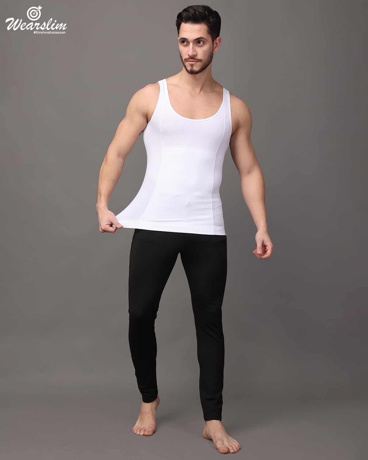 Wearslim Premium Men's Super Combed Cotton Elastene Stretch Fabric Tummy Tucker Vest