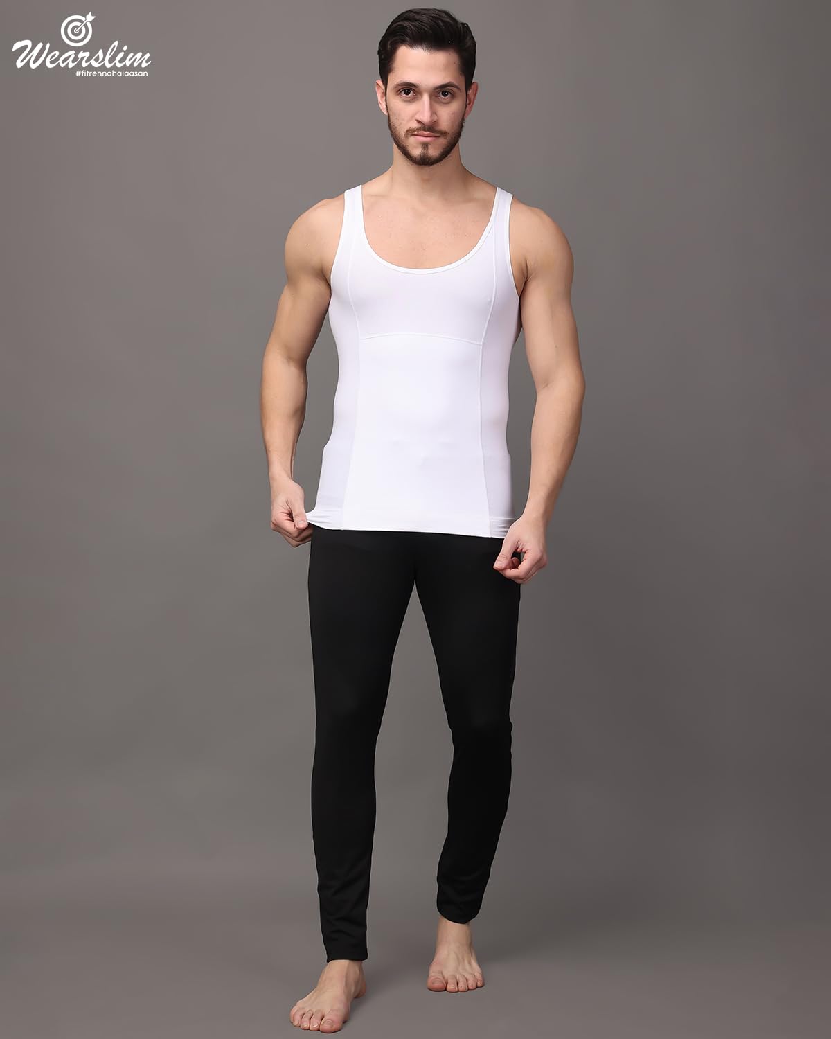 Wearslim Premium Men's Super Combed Cotton Elastene Stretch Fabric Tummy Tucker Vest