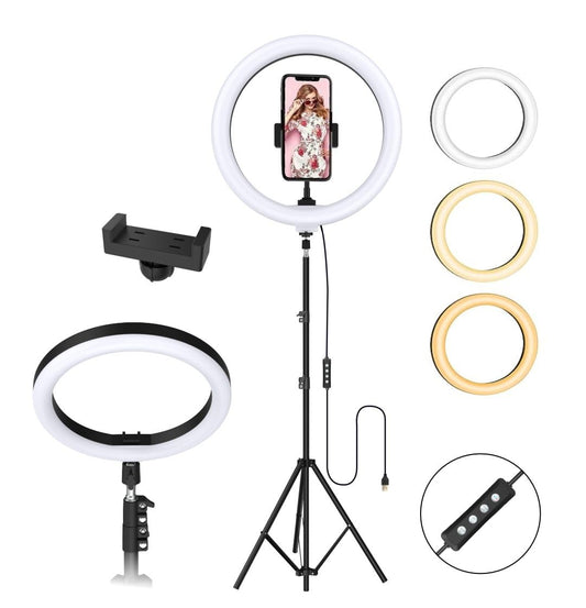 Big LED Ring Light for Camera Phone- YouTube Video Shooting and Makeup Light with 7 Feet Foldable Tripod Stand