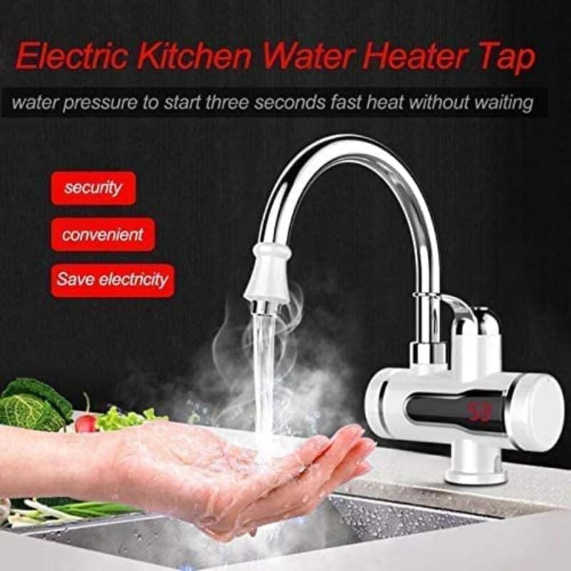 Instant Electric Tankless Hot Water Heater Digital Tap for Kitchen & Bathroom with LED