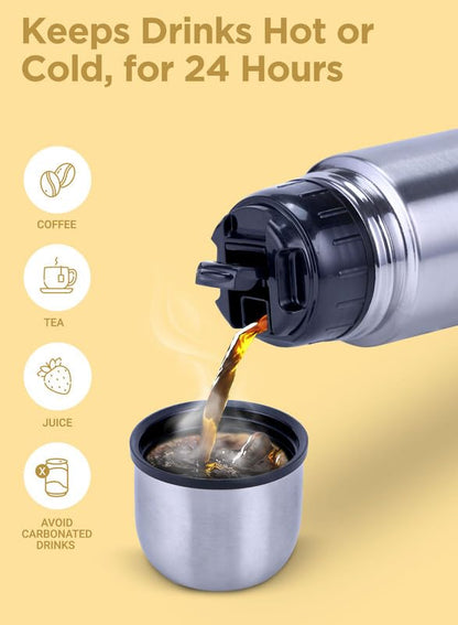 Milton Flip LidThermosteel Water Bottle - 24 Hr Hot and Cold - Leak Proof