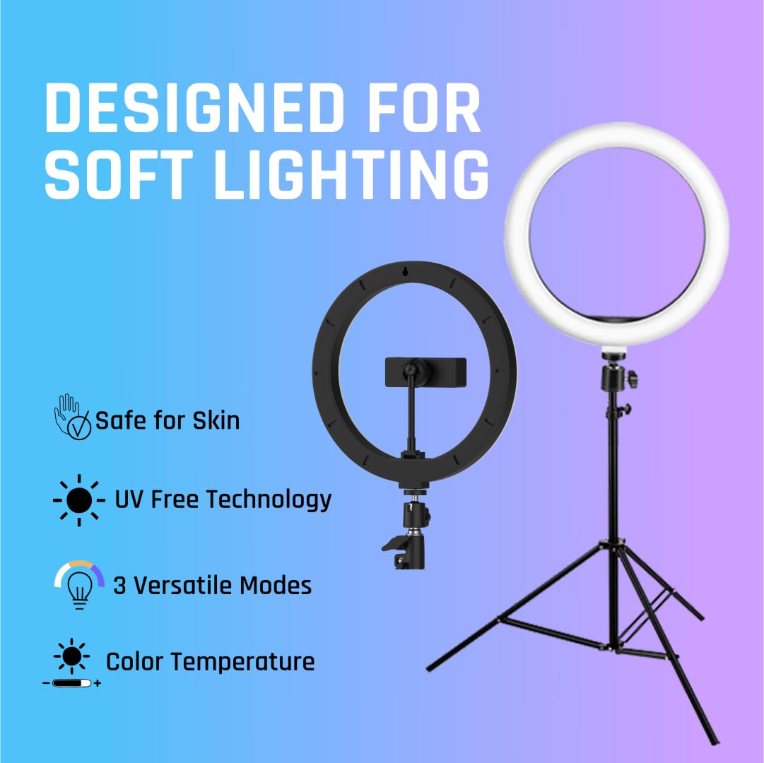 Big LED Ring Light for Camera Phone- YouTube Video Shooting and Makeup Light with 7 Feet Foldable Tripod Stand