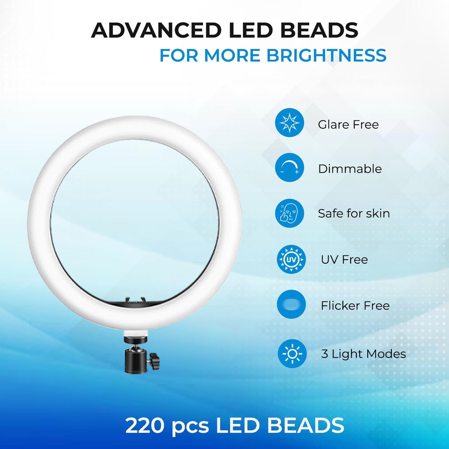 Big LED Ring Light for Camera Phone- YouTube Video Shooting and Makeup Light with 7 Feet Foldable Tripod Stand