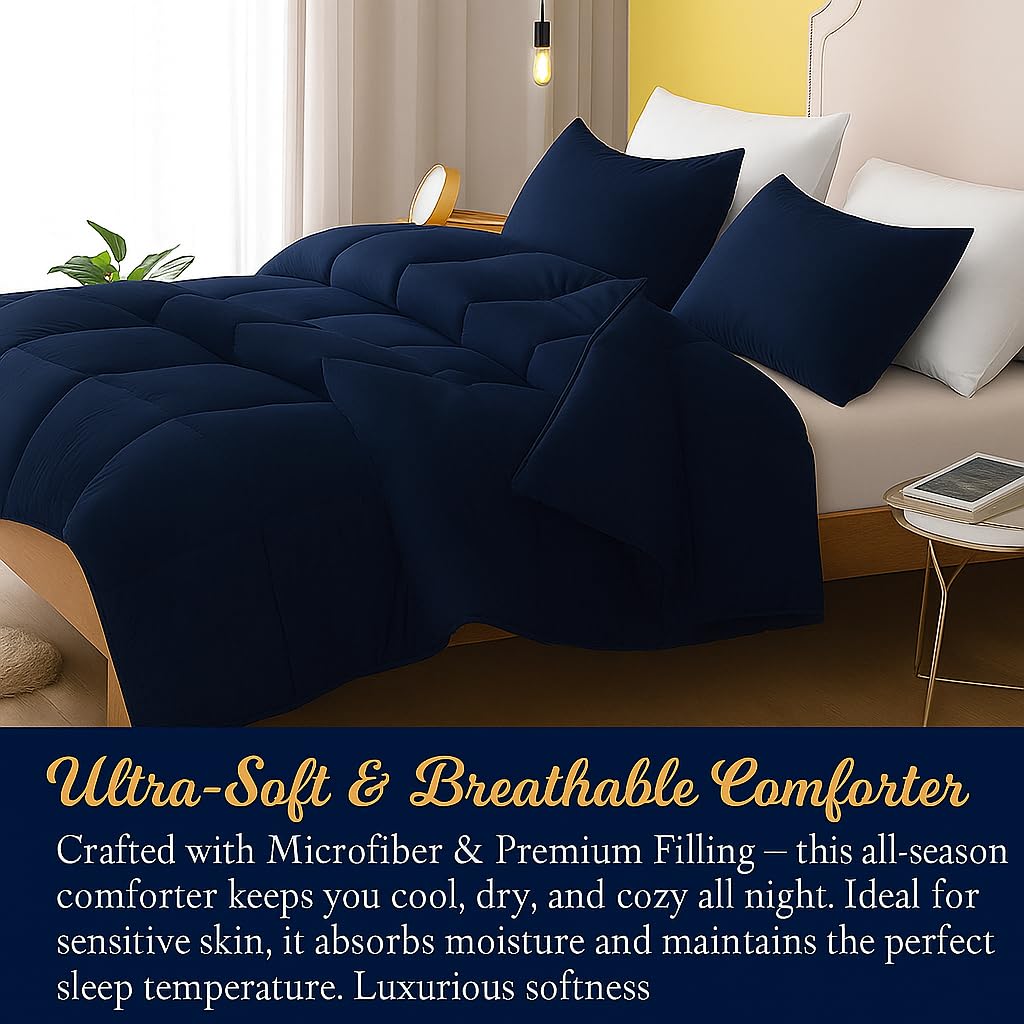 Comforter for Double Bed – All Season/AC/Summer Solid Double Bed Comforter Quilt Blanket | Dohar | Duvet | Ultra Soft & Lightweight – 300 GSM, Ivory