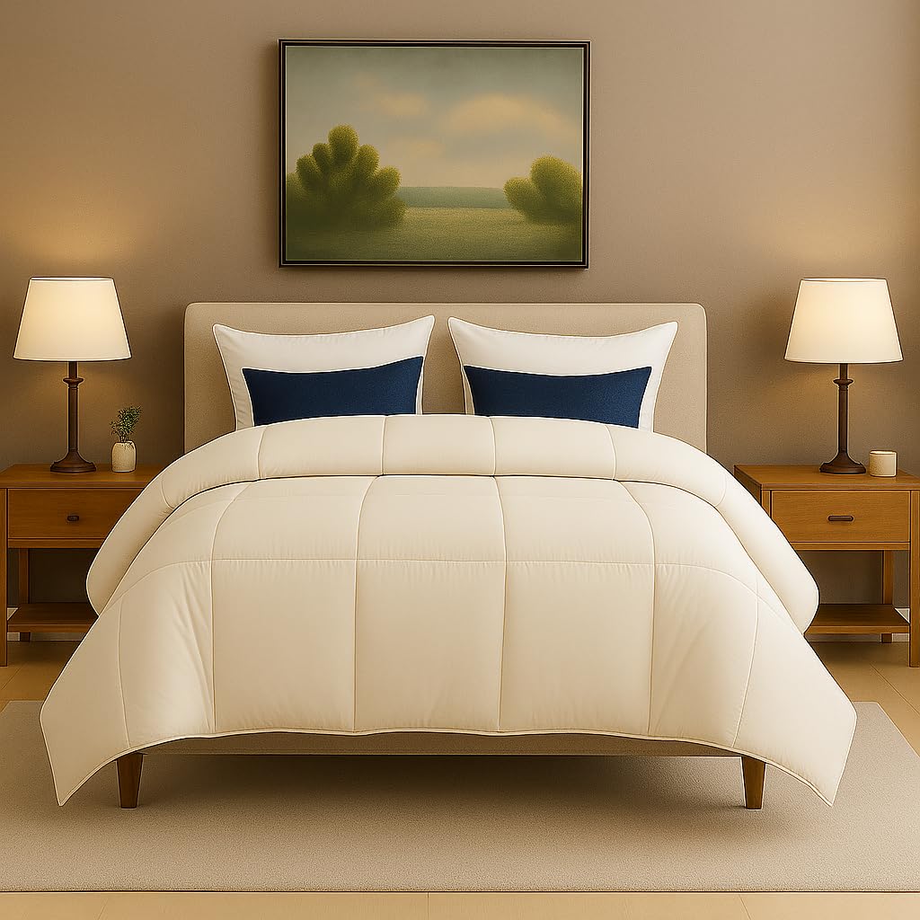 Comforter for Double Bed – All Season/AC/Summer Solid Double Bed Comforter Quilt Blanket | Dohar | Duvet | Ultra Soft & Lightweight – 300 GSM, Ivory