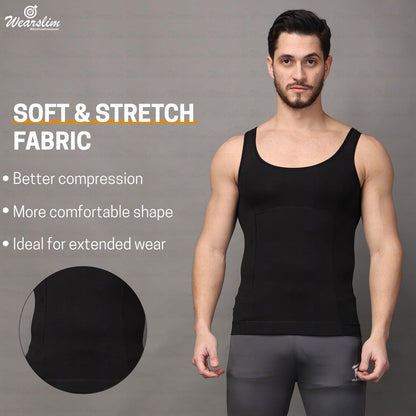 Wearslim Premium Men's Super Combed Cotton Elastene Stretch Fabric Tummy Tucker Vest