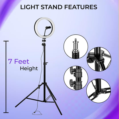 Big LED Ring Light for Camera Phone- YouTube Video Shooting and Makeup Light with 7 Feet Foldable Tripod Stand