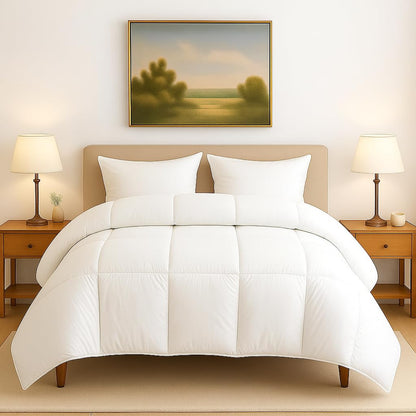 Comforter for Double Bed – All Season/AC/Summer Solid Double Bed Comforter Quilt Blanket | Dohar | Duvet | Ultra Soft & Lightweight – 300 GSM, Ivory