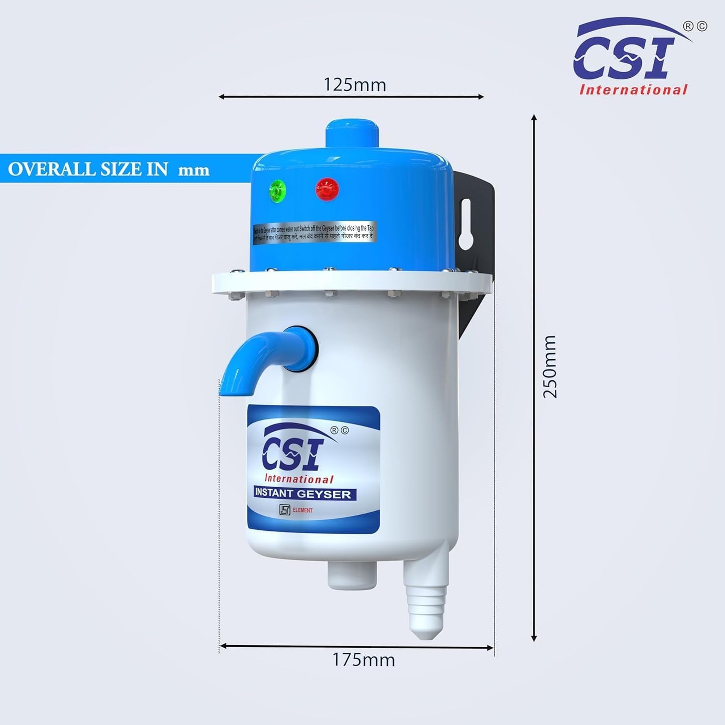 CSI INTERNATIONAL Instant Water Geyser, 1 L Portable Water Heater, Made Of First Class Abs Plastic 3Kw, Auto Cut Off Feature (Red)