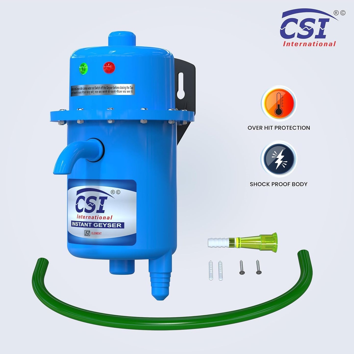 CSI INTERNATIONAL Instant Water Geyser, 1 L Portable Water Heater, Made Of First Class Abs Plastic 3Kw, Auto Cut Off Feature (Red)