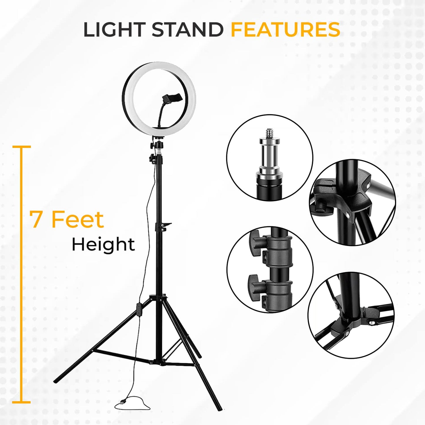 Big LED Ring Light for Camera Phone- YouTube Video Shooting and Makeup Light with 7 Feet Foldable Tripod Stand