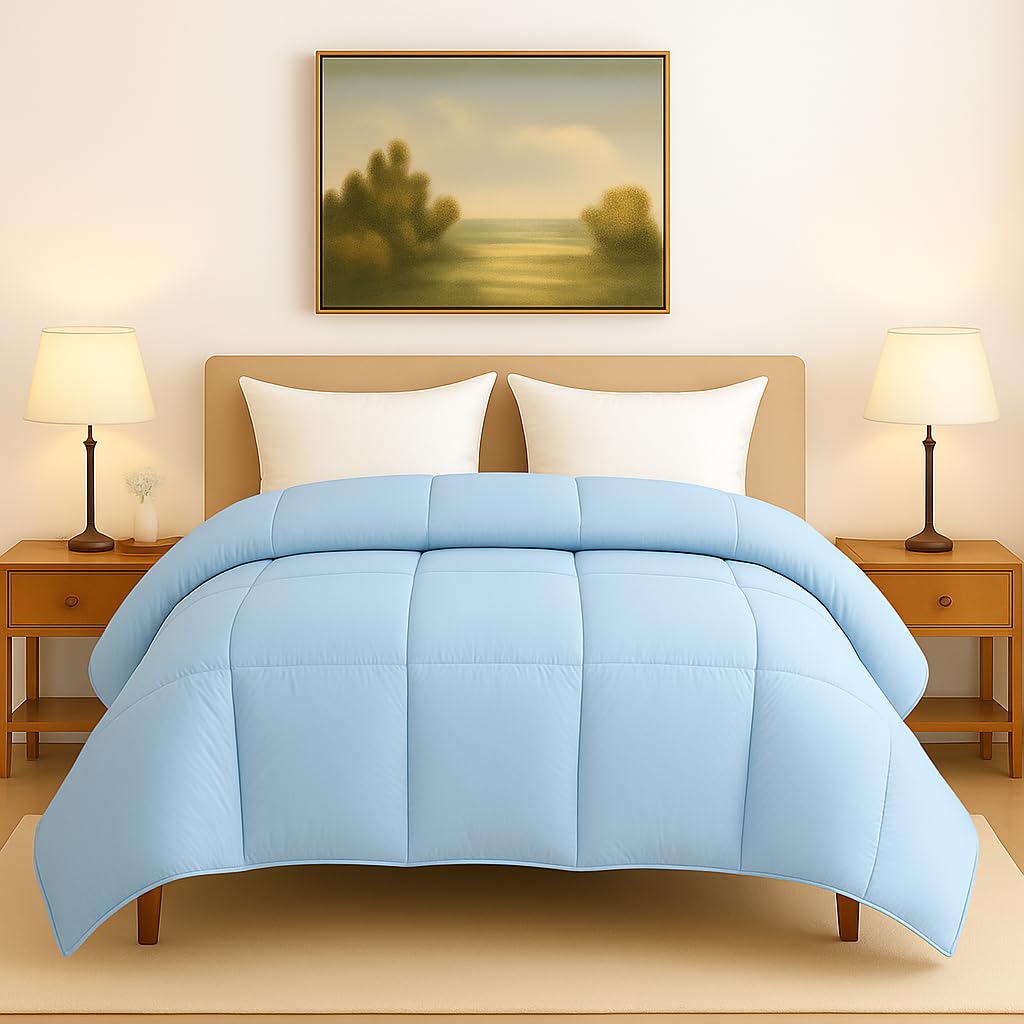 Comforter for Double Bed – All Season/AC/Summer Solid Double Bed Comforter Quilt Blanket | Dohar | Duvet | Ultra Soft & Lightweight – 300 GSM, Ivory