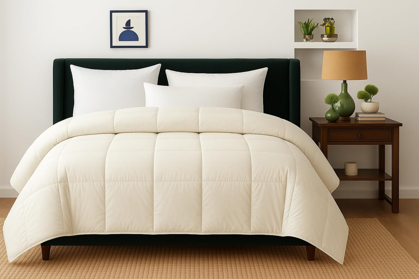 Comforter for Double Bed – All Season/AC/Summer Solid Double Bed Comforter Quilt Blanket | Dohar | Duvet | Ultra Soft & Lightweight – 300 GSM, Ivory