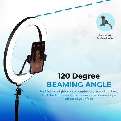 Big LED Ring Light for Camera Phone- YouTube Video Shooting and Makeup Light with 7 Feet Foldable Tripod Stand