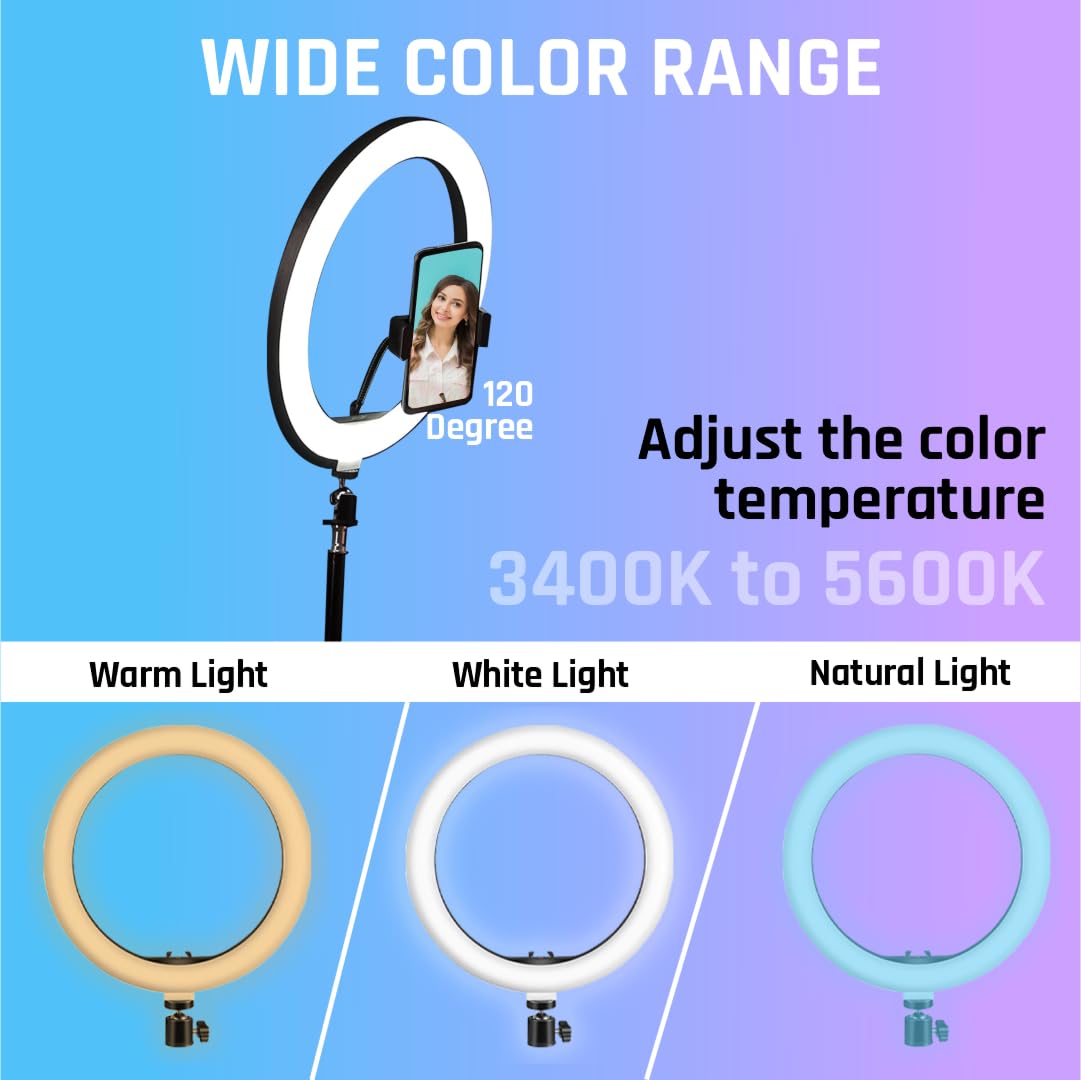 Big LED Ring Light for Camera Phone- YouTube Video Shooting and Makeup Light with 7 Feet Foldable Tripod Stand