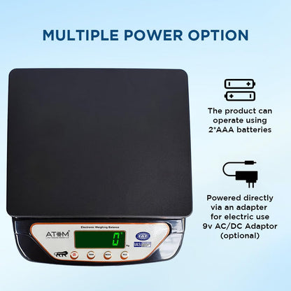 Atom 10Kg Kitchen Weight Machine 6 Months Manufacturer Warranty, Digital Scale with LCD Display, Scale for Home Baking, Cooking & Balance Diet. Machine with capacity 10Kg, SF400/A121,Color May Vary