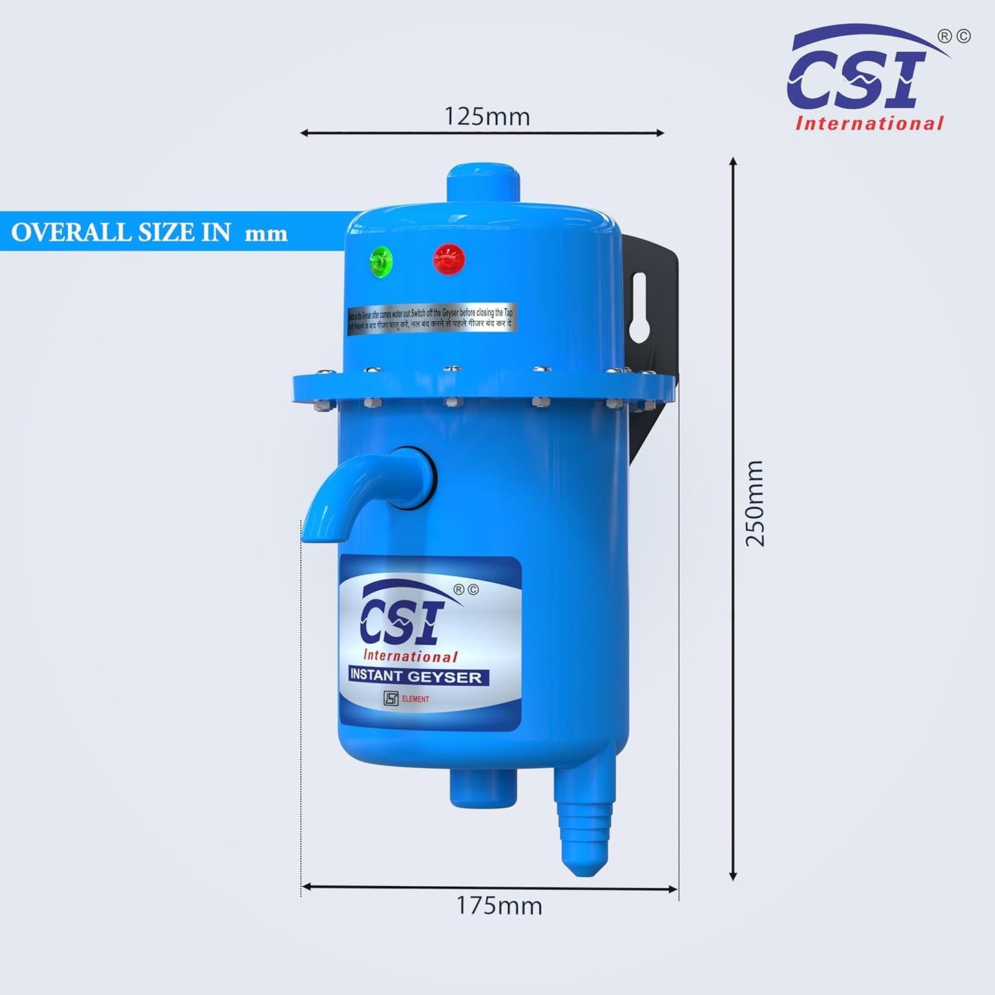 CSI INTERNATIONAL Instant Water Geyser, 1 L Portable Water Heater, Made Of First Class Abs Plastic 3Kw, Auto Cut Off Feature (Red)