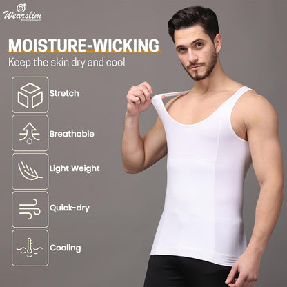 Wearslim Premium Men's Super Combed Cotton Elastene Stretch Fabric Tummy Tucker Vest