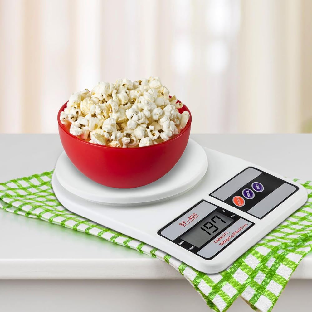 Atom 10Kg Kitchen Weight Machine 6 Months Manufacturer Warranty, Digital Scale with LCD Display, Scale for Home Baking, Cooking & Balance Diet. Machine with capacity 10Kg, SF400/A121,Color May Vary