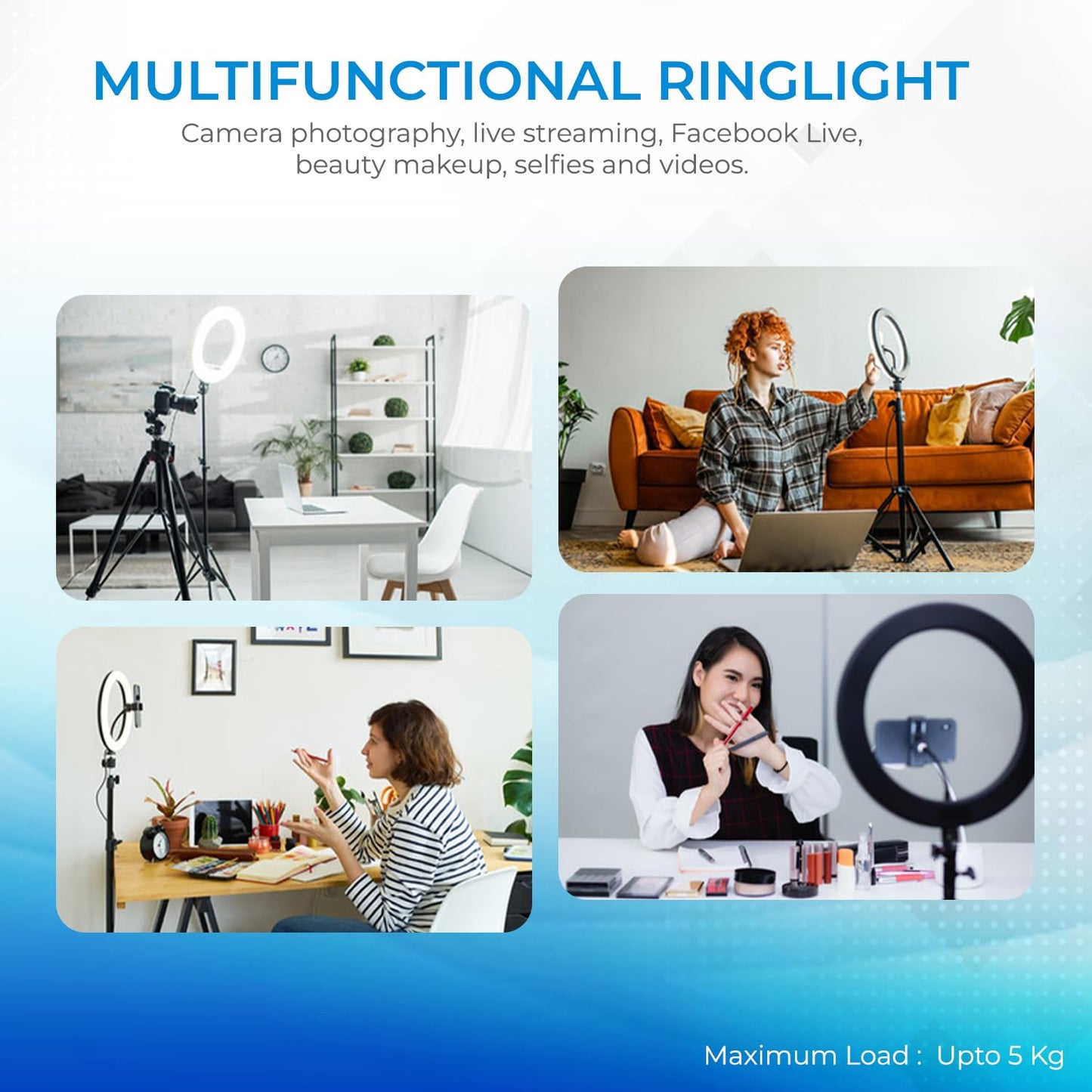 Big LED Ring Light for Camera Phone- YouTube Video Shooting and Makeup Light with 7 Feet Foldable Tripod Stand