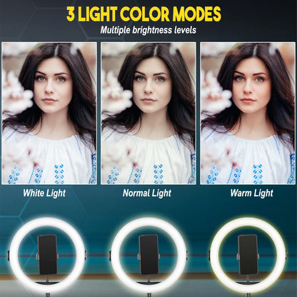 Big LED Ring Light for Camera Phone- YouTube Video Shooting and Makeup Light with 7 Feet Foldable Tripod Stand