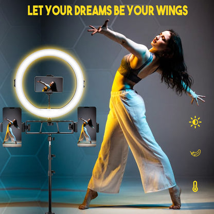 Big LED Ring Light for Camera Phone- YouTube Video Shooting and Makeup Light with 7 Feet Foldable Tripod Stand