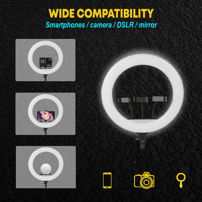 Big LED Ring Light for Camera Phone- YouTube Video Shooting and Makeup Light with 7 Feet Foldable Tripod Stand