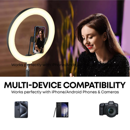 Big LED Ring Light for Camera Phone- YouTube Video Shooting and Makeup Light with 7 Feet Foldable Tripod Stand