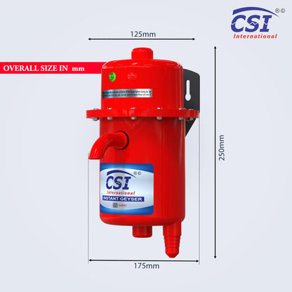 CSI INTERNATIONAL Instant Water Geyser, 1 L Portable Water Heater, Made Of First Class Abs Plastic 3Kw, Auto Cut Off Feature (Red)