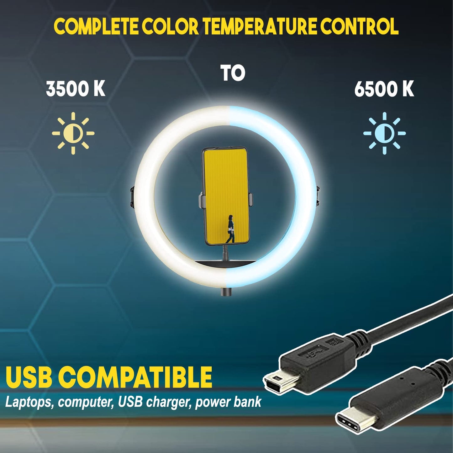 Big LED Ring Light for Camera Phone- YouTube Video Shooting and Makeup Light with 7 Feet Foldable Tripod Stand