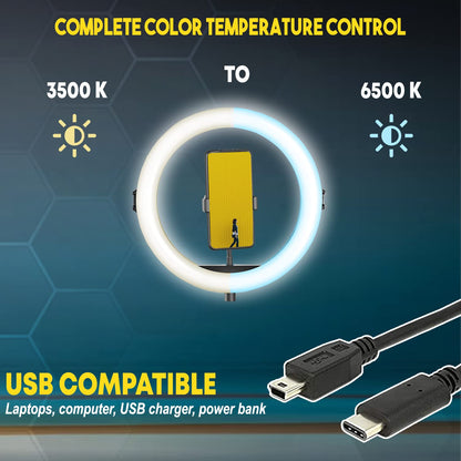 Big LED Ring Light for Camera Phone- YouTube Video Shooting and Makeup Light with 7 Feet Foldable Tripod Stand