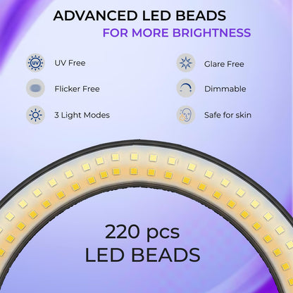 Big LED Ring Light for Camera Phone- YouTube Video Shooting and Makeup Light with 7 Feet Foldable Tripod Stand