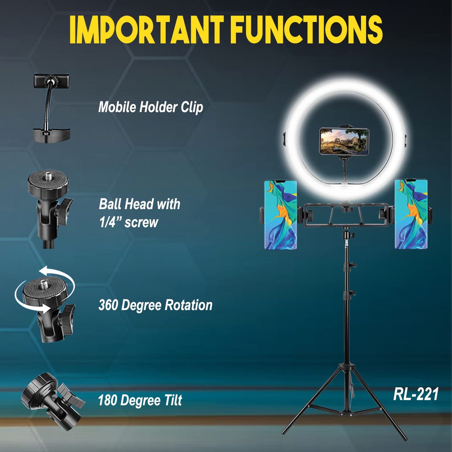 Big LED Ring Light for Camera Phone- YouTube Video Shooting and Makeup Light with 7 Feet Foldable Tripod Stand