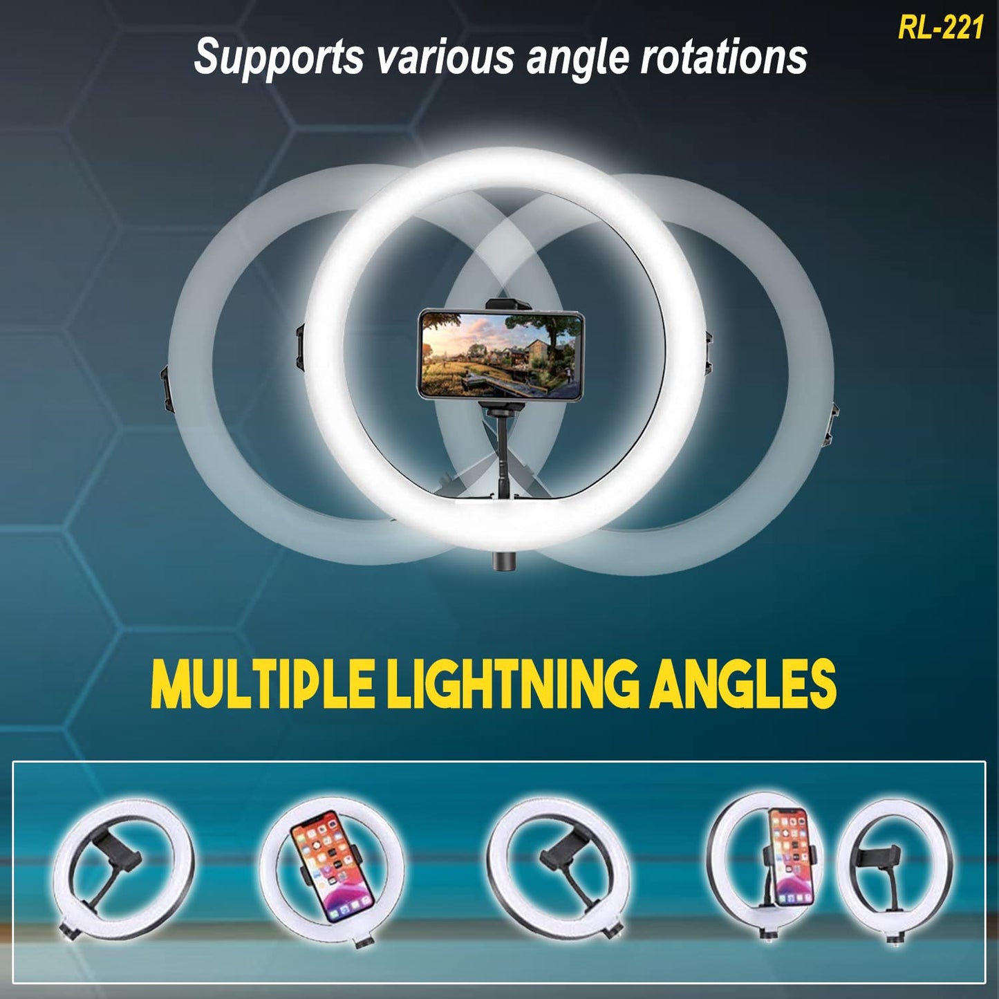 Big LED Ring Light for Camera Phone- YouTube Video Shooting and Makeup Light with 7 Feet Foldable Tripod Stand