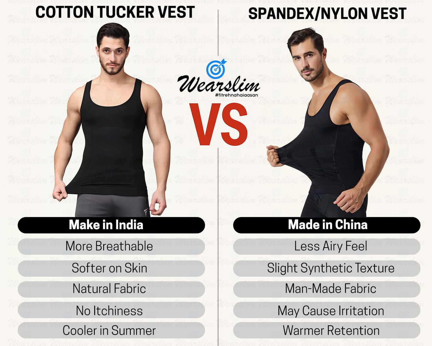 Wearslim Premium Men's Super Combed Cotton Elastene Stretch Fabric Tummy Tucker Vest