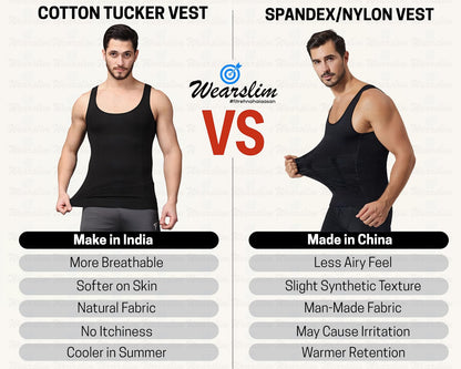 Wearslim Premium Men's Super Combed Cotton Elastene Stretch Fabric Tummy Tucker Vest