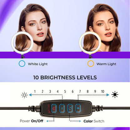 Big LED Ring Light for Camera Phone- YouTube Video Shooting and Makeup Light with 7 Feet Foldable Tripod Stand