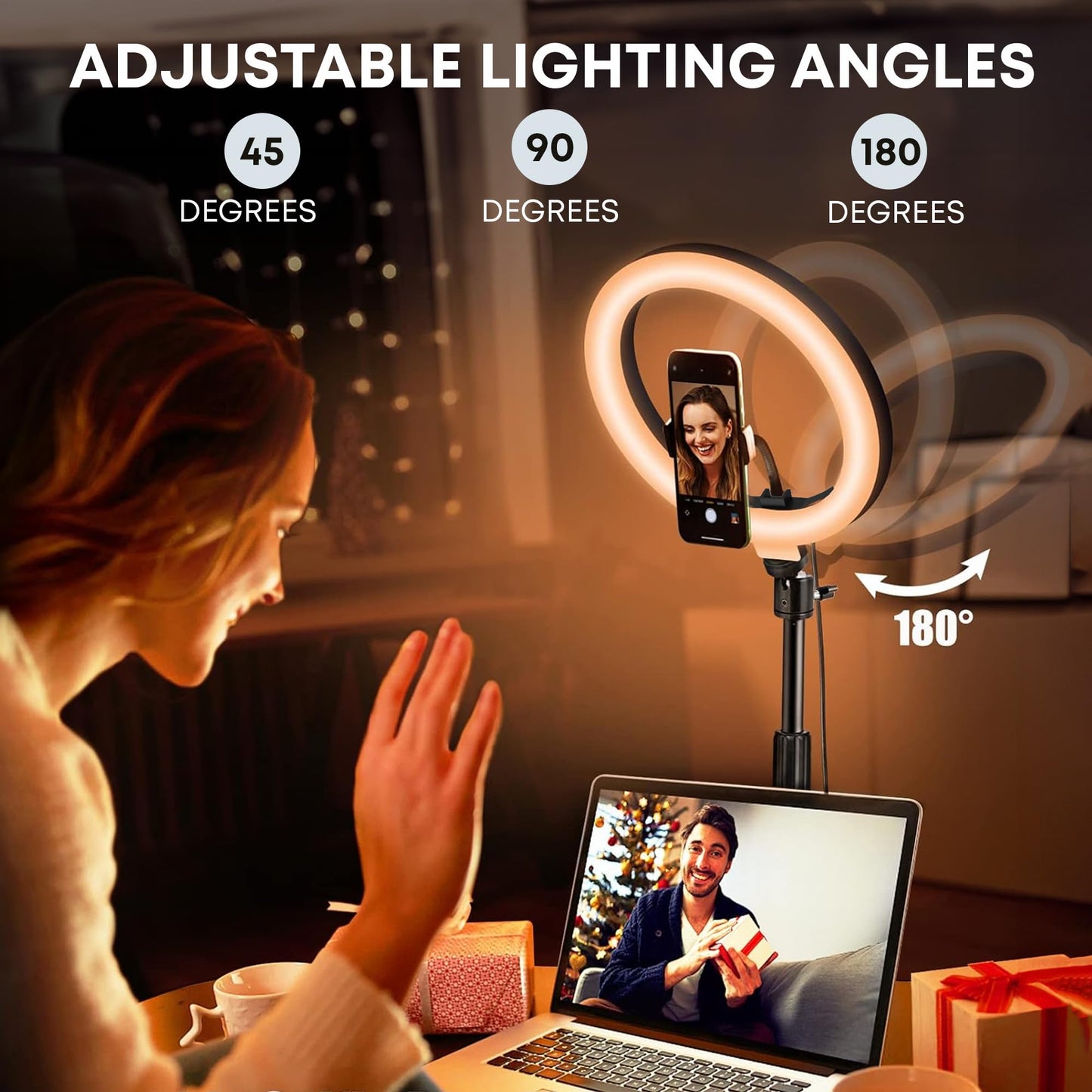 Big LED Ring Light for Camera Phone- YouTube Video Shooting and Makeup Light with 7 Feet Foldable Tripod Stand