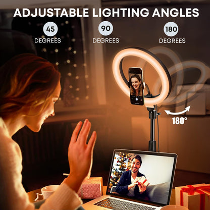 Big LED Ring Light for Camera Phone- YouTube Video Shooting and Makeup Light with 7 Feet Foldable Tripod Stand