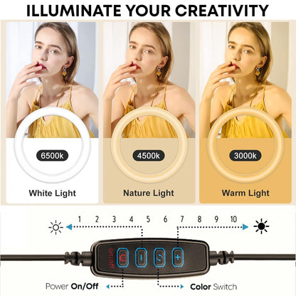 Big LED Ring Light for Camera Phone- YouTube Video Shooting and Makeup Light with 7 Feet Foldable Tripod Stand