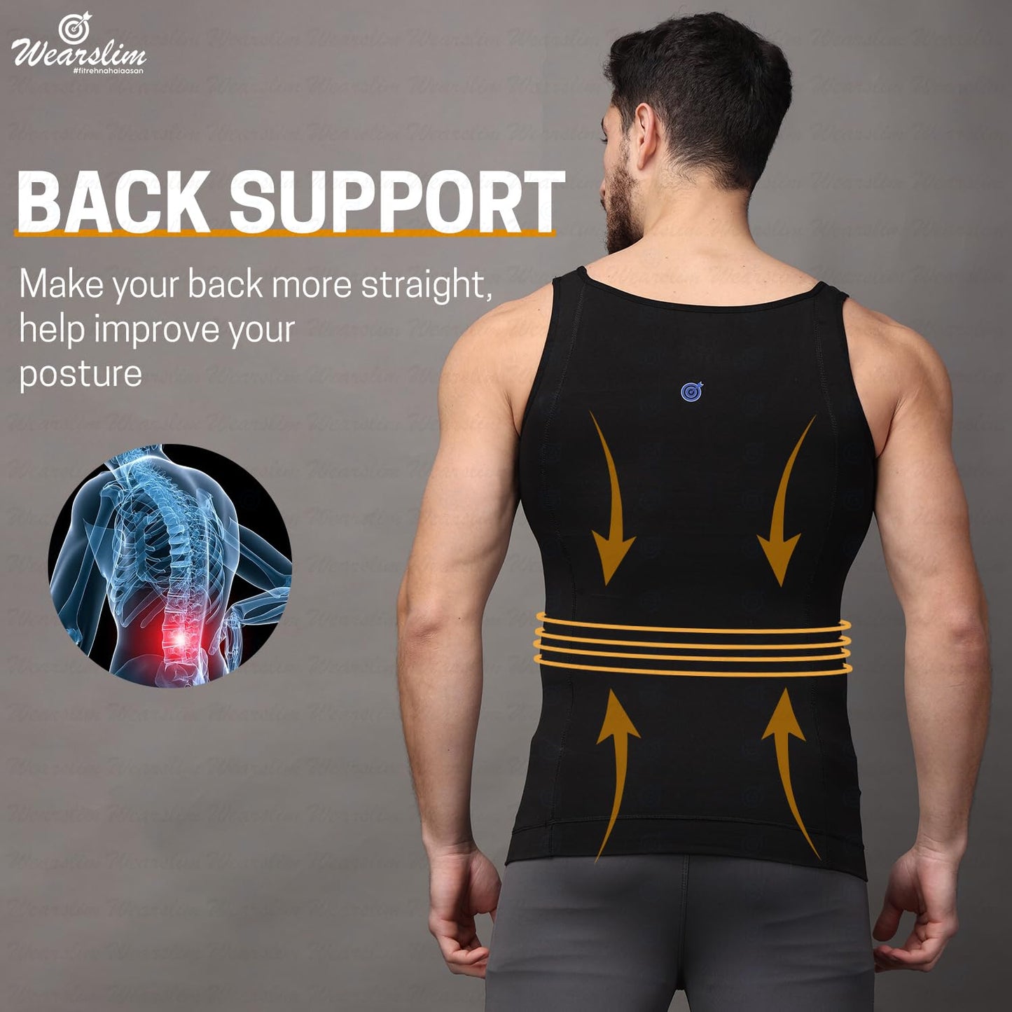 Wearslim Premium Men's Super Combed Cotton Elastene Stretch Fabric Tummy Tucker Vest