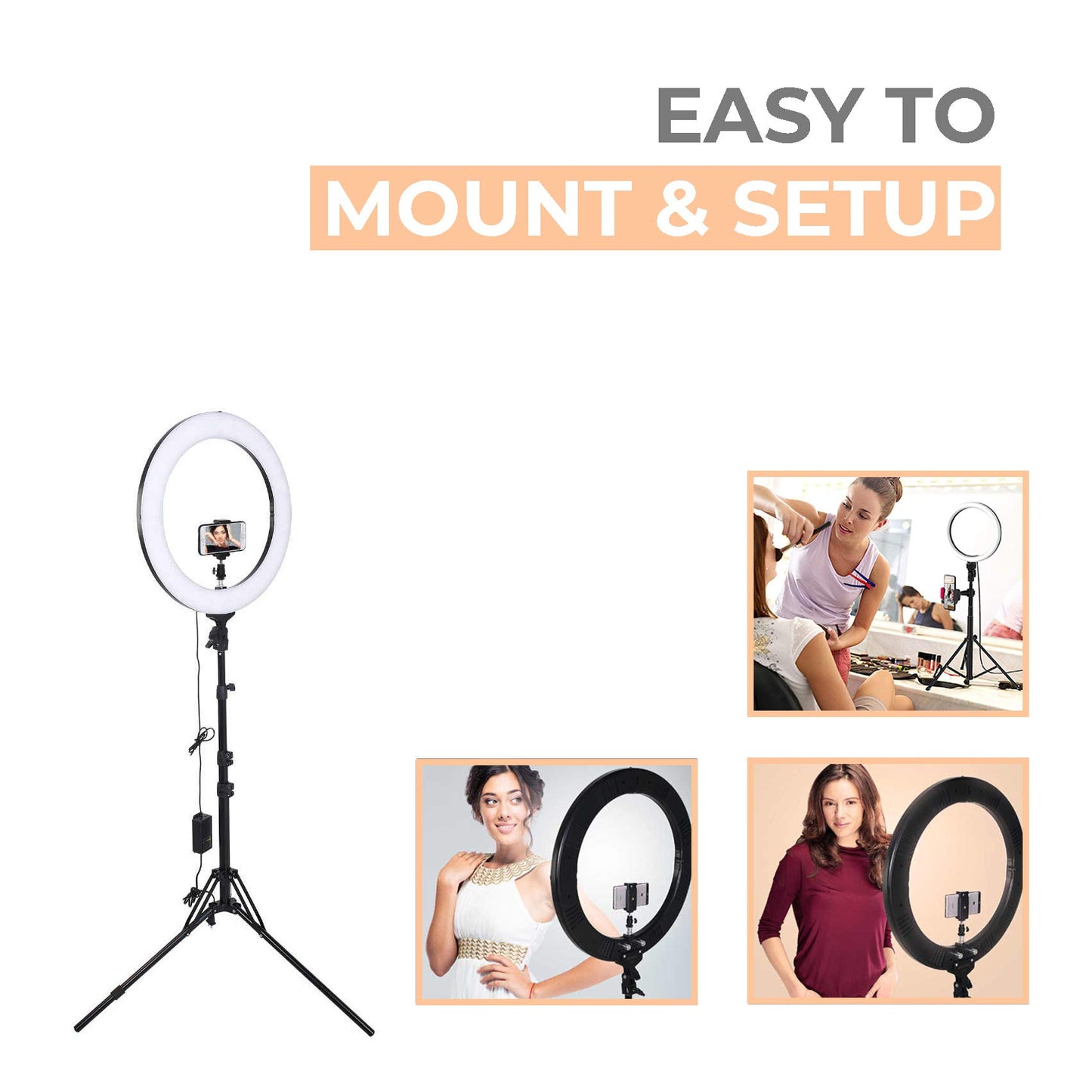 Big LED Ring Light for Camera Phone- YouTube Video Shooting and Makeup Light with 7 Feet Foldable Tripod Stand