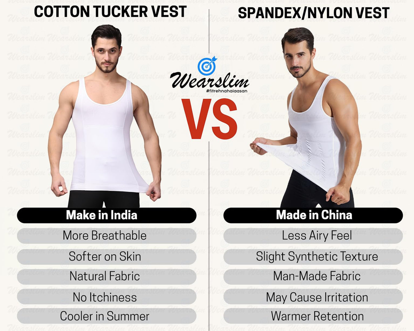 Wearslim Premium Men's Super Combed Cotton Elastene Stretch Fabric Tummy Tucker Vest