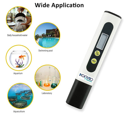 Konvio Neer Imported Tds Meter, Total Dissolved Solids Meter, Water Quality Tester, Ppm Tester For Water Testing - White